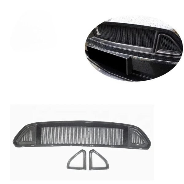 R Style Carbon Fiber Front Bumper Grille Replacement | 15-23 Ford Mustang