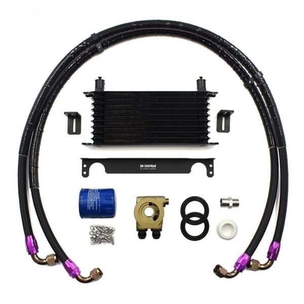 10 Row Engine Oil Cooler Kit With Oil Cooler Sandwich Plate Adapter Kit | 15-23 Ford Mustang