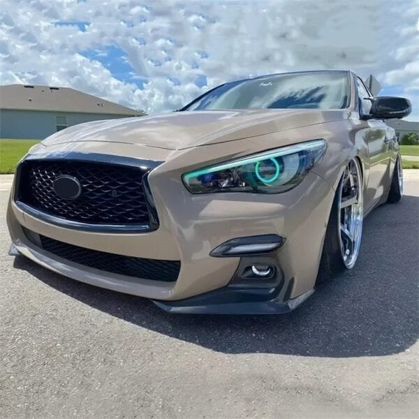 Custom Fog Light Carbon Fiber Bezel Front Bumper | 14+ Infiniti Q50 - Image 2