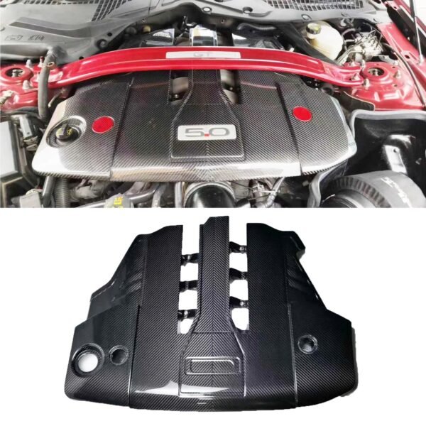 GT Style Carbon Fiber Engine Cover 5.0L | 15-23 Ford Mustang - Image 2