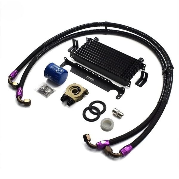 10 Rows Engine Oil Cooler Kit With Oil Cooler Sandwich Plate Adapter Kit | 15-23 Ford Mustang - Image 2