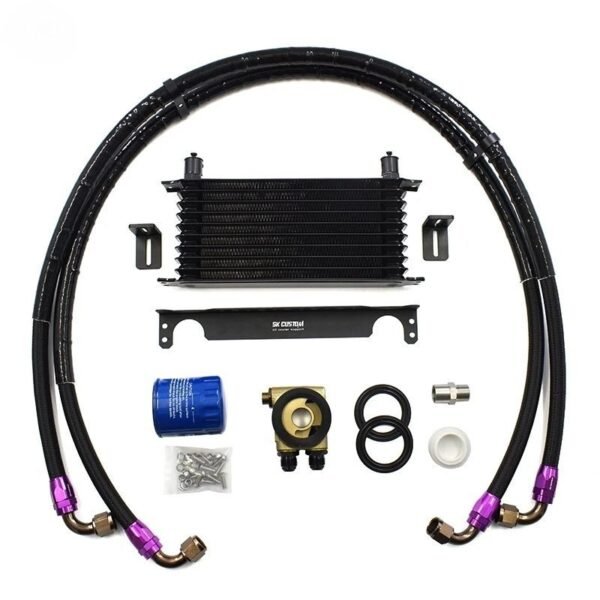 10 Rows Engine Oil Cooler Kit With Oil Cooler Sandwich Plate Adapter Kit | 15-23 Ford Mustang - Image 3